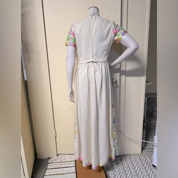 Vintage handmade 1960s 1970s floral embroidered maxi dress - Picture 2 of 8